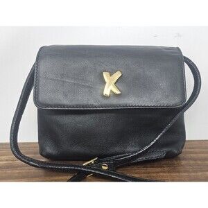 Paloma Picasso Vintage Black Soft Italian Leather Shoulder Crossbody Bag